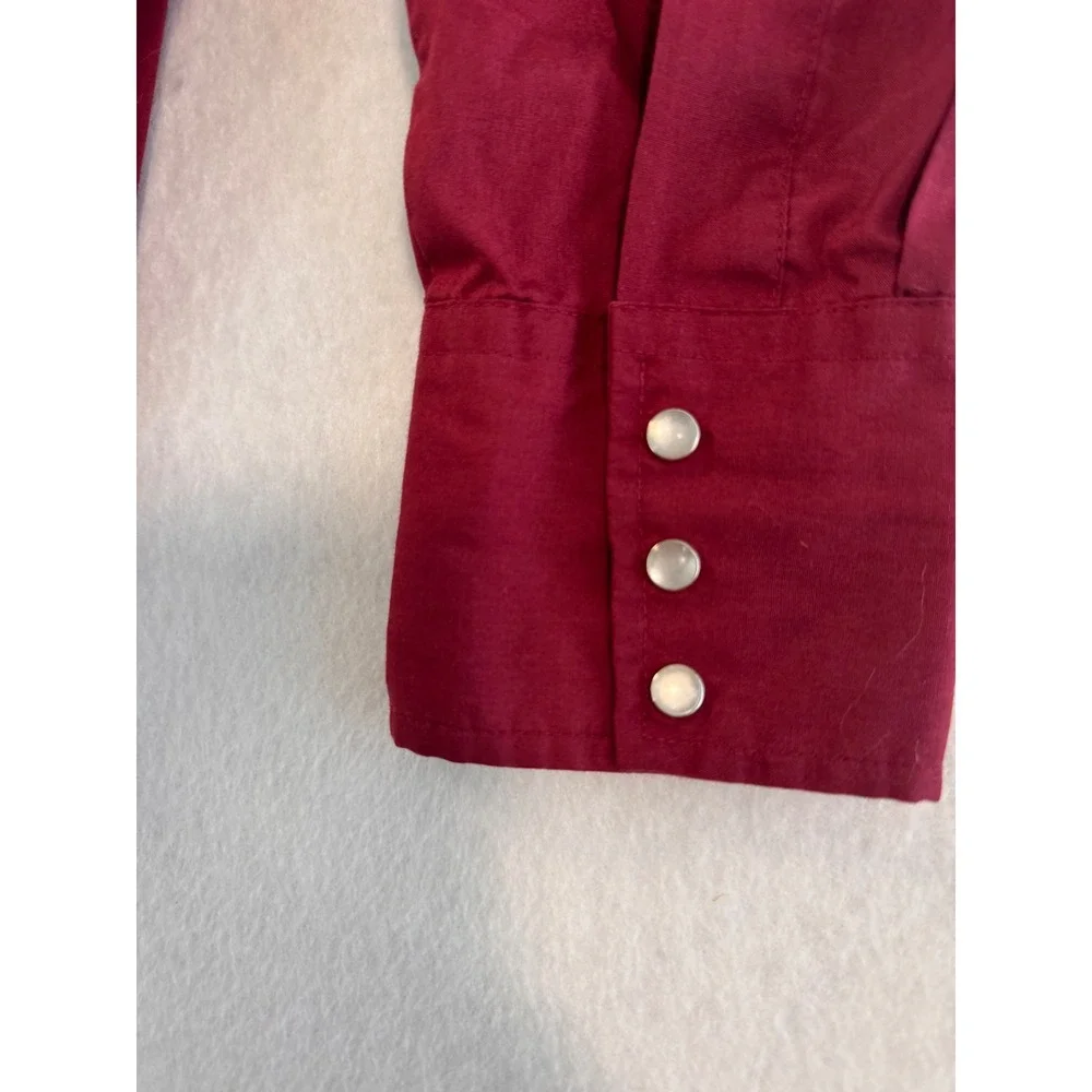 Vintage Pardners Mens Burgundy Red Western Pearl Snap Long Sleeve Shirt Korea